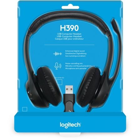 Auriculares DIADEMA con Micrófono Logitech H390 20HZ CONTROL VOLUMEN / MUTE DIADEMA ACOLCHADA AJUSTABLE USB NEGRO - Imagen 3