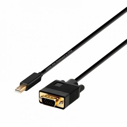 Cable Mini Displayport Macho - VGA Macho/ 2m/ Negro - Aisens A125-0362