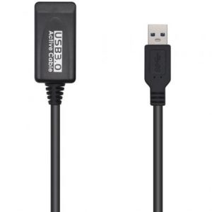 Cable Alargador USB 3.0 con amplificador Aisens A105-0525/ USB Macho - USB Hembra/ 5m/ Negro