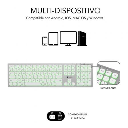 Teclado Inalámbrico Subblim Master/ Plata y Blanco - Imagen 3